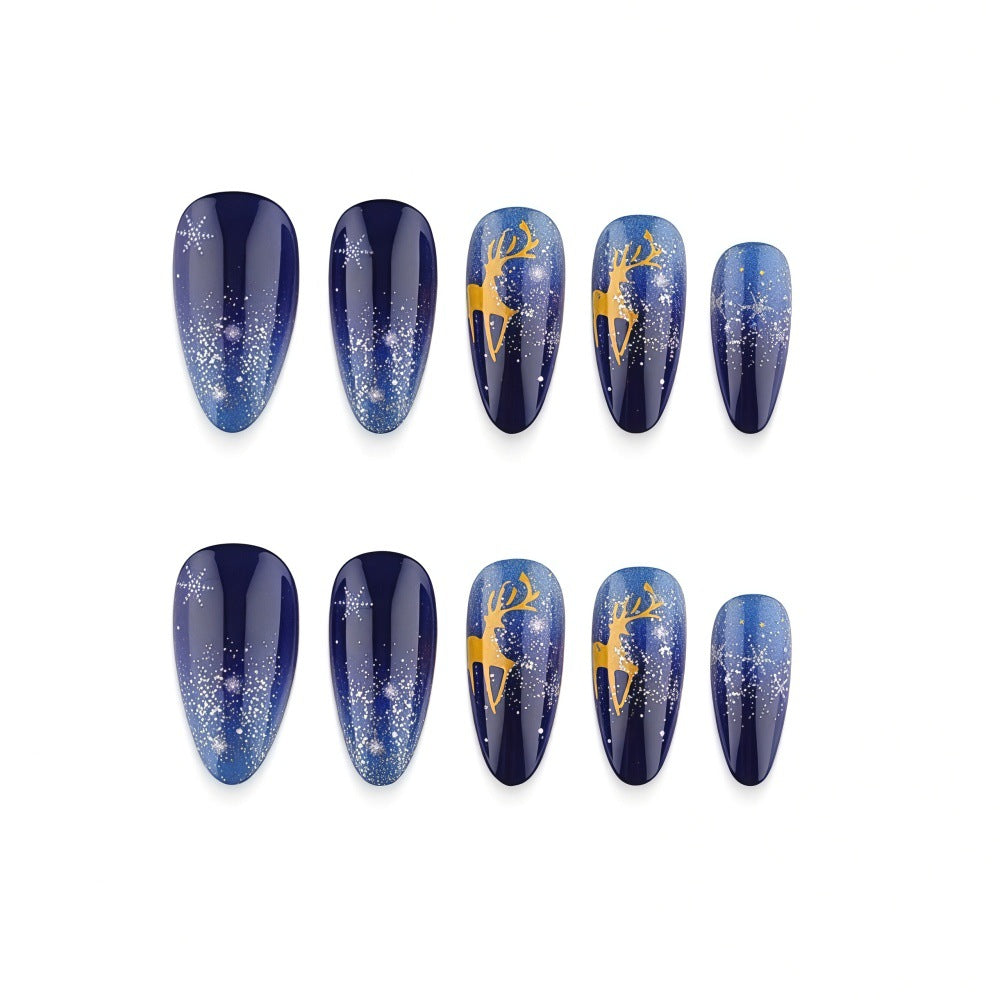 1Artificial Nails in Elegant Winter Design with Sparkling Accents Miroken