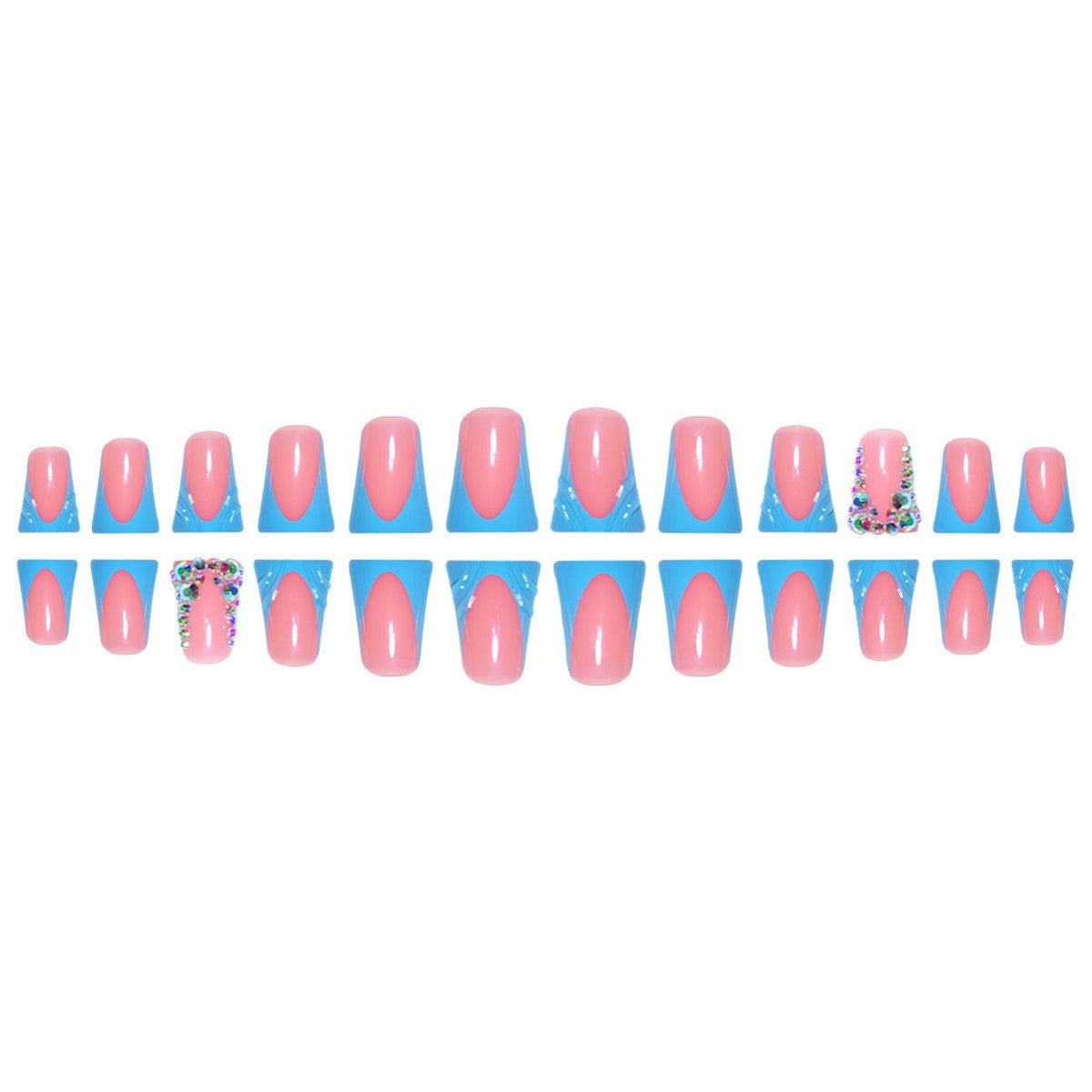 1Decorative Press-On Nail Art Extensions with Rhinestone Accents Miroken