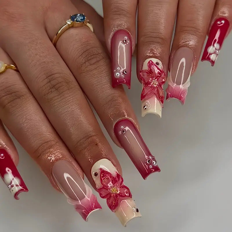 1Floral Nail Art Extensions Miroken