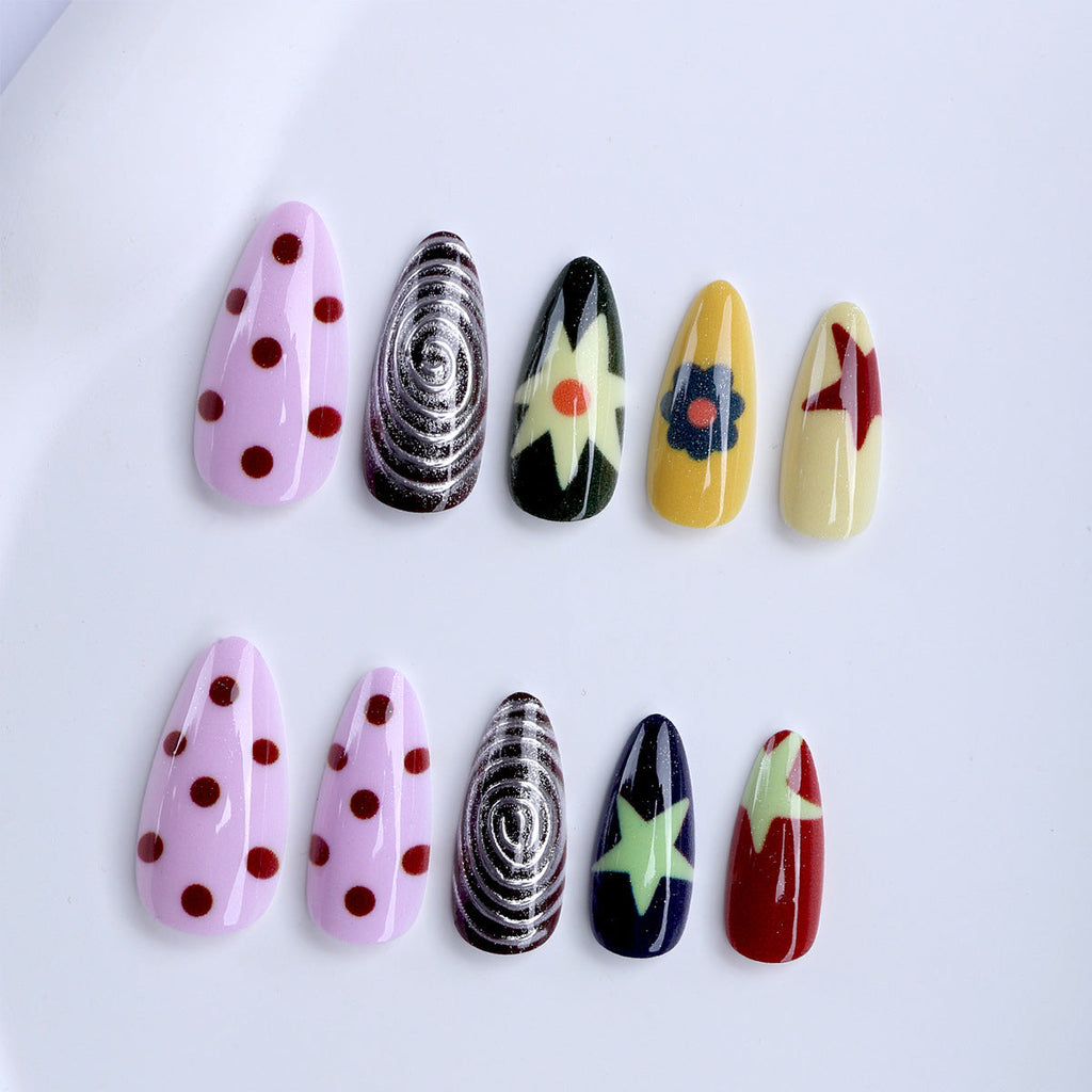 1Creative and Colorful Pattern Artificial Nails Miroken