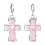 1Heart-Inspired Cross Dangle Earrings Miroken
