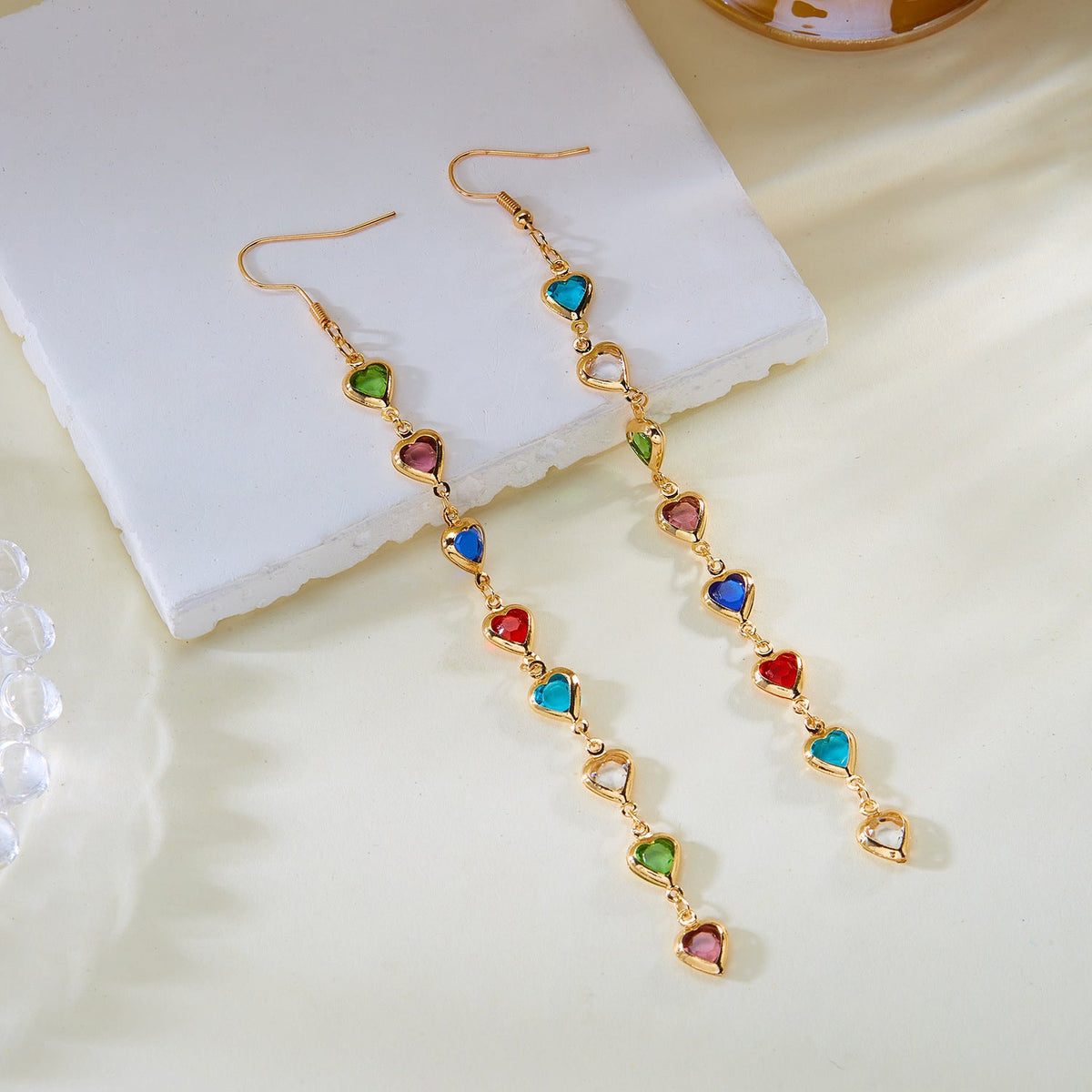 1Dazzling Heart-Shaped Drop Earrings Miroken