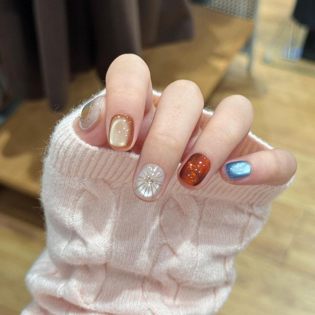 1Artificial Artificial Nails with Sparkling Effects Miroken