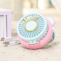 1Ladies portable hand fan with integrated mirror and cute animal design Miroken