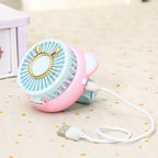 1Ladies portable hand fan with integrated mirror and cute animal design Miroken