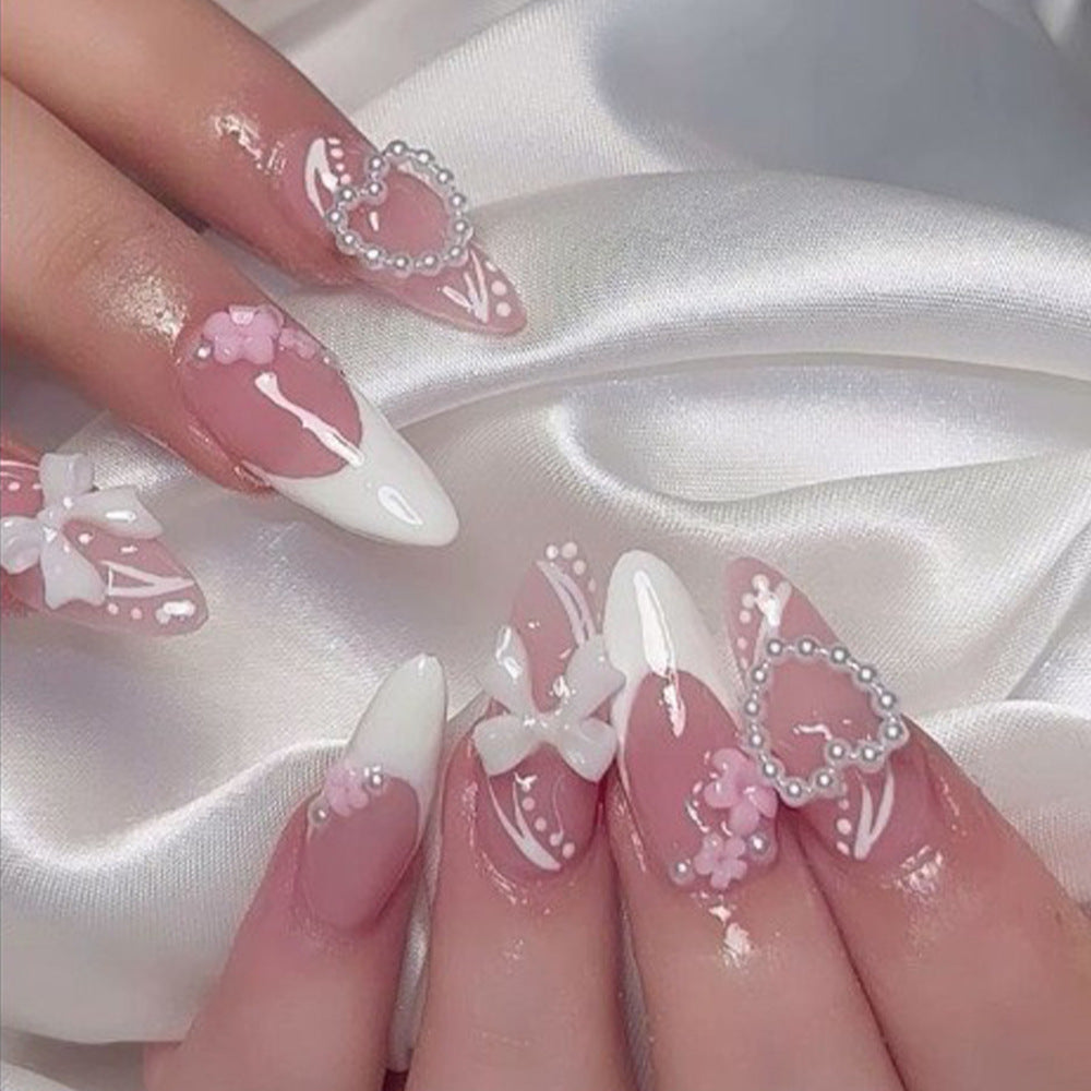 1Artificial nails with floral 3D applications Miroken