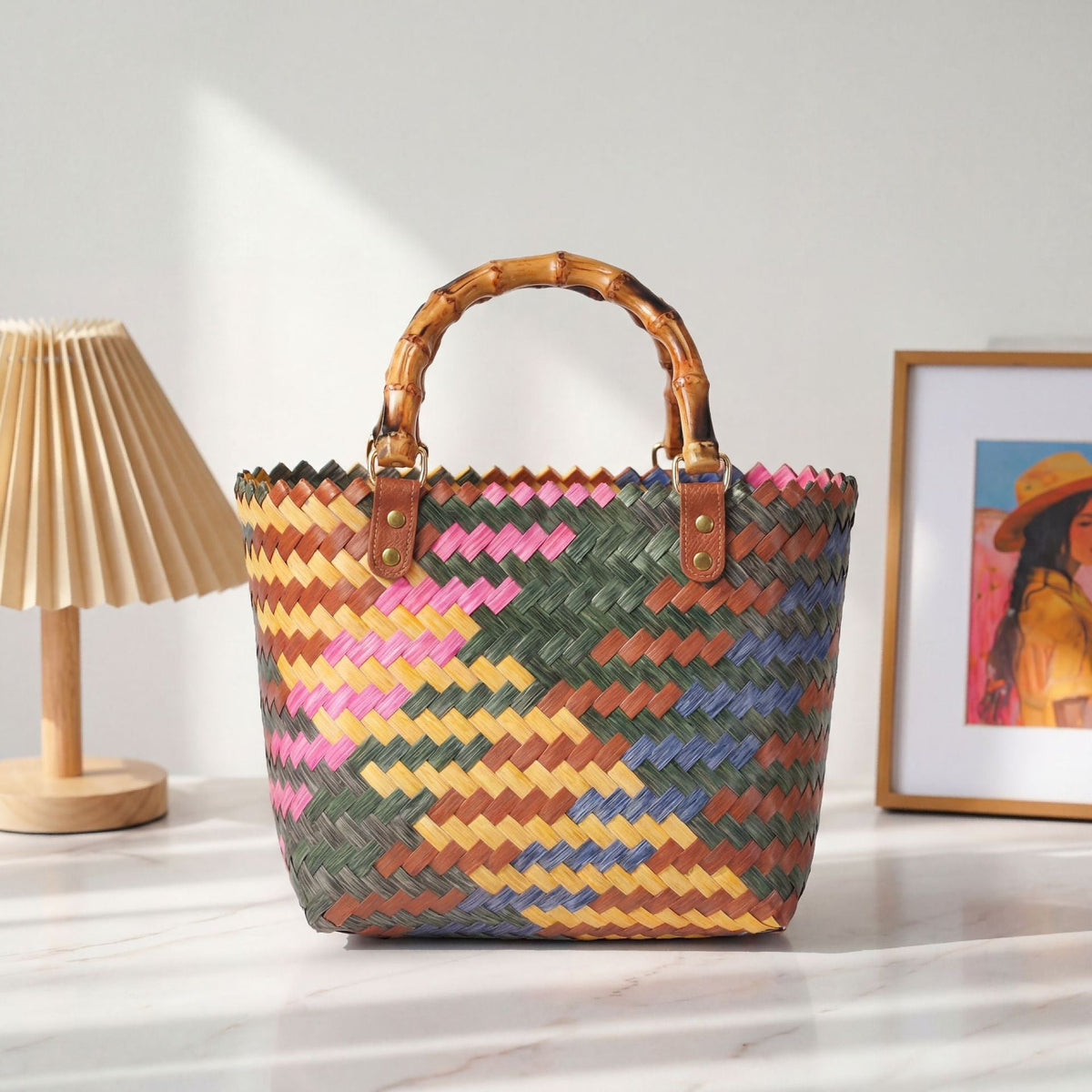 1Handy basket bag with colorful design Miroken