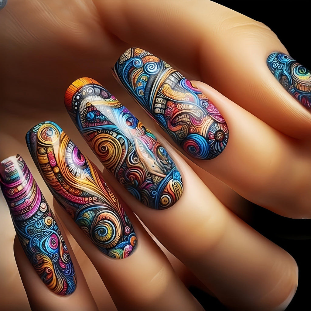 1Nail set with elegant glitter design Miroken