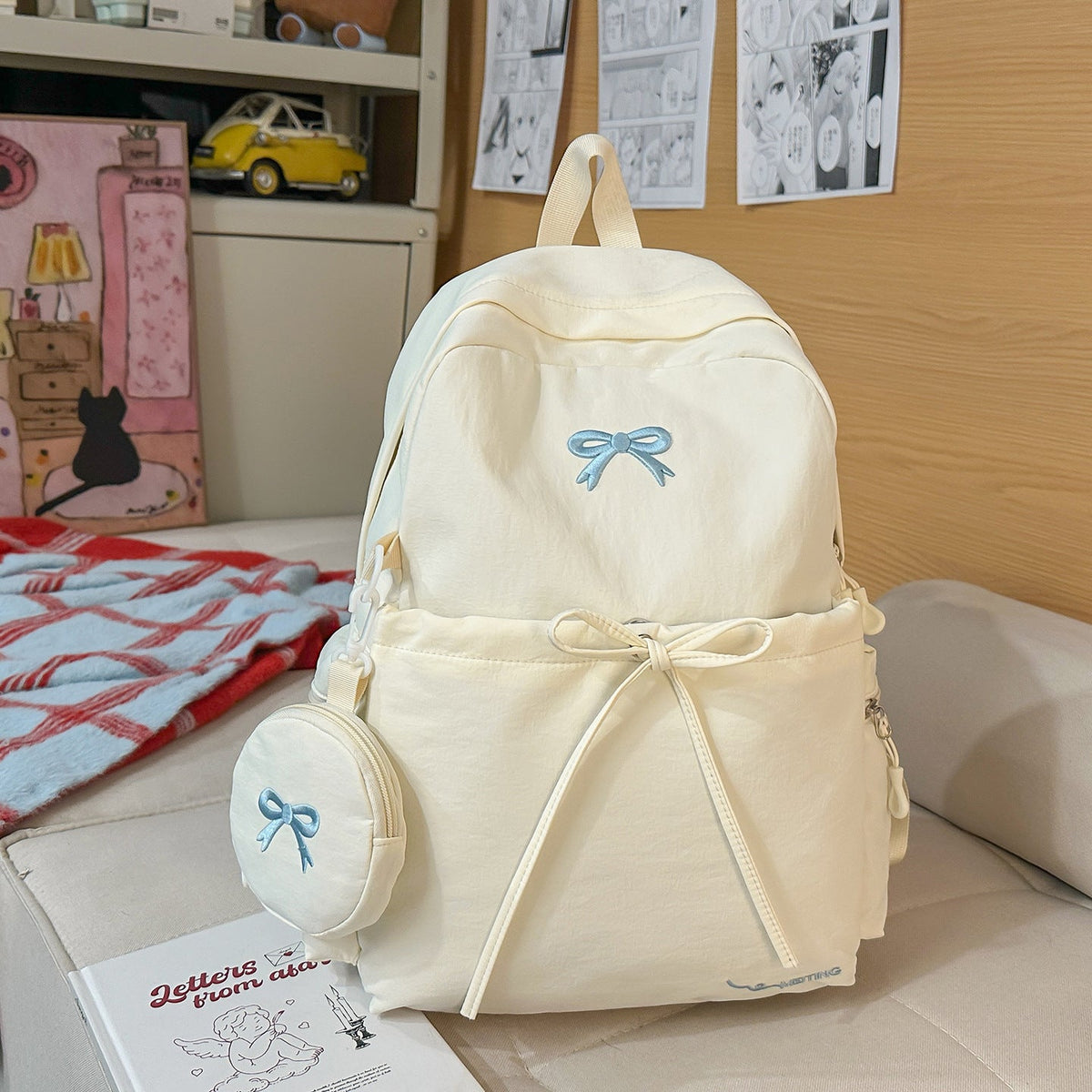 1Backpack with Cute Appliqués and Multifunctional Design Miroken