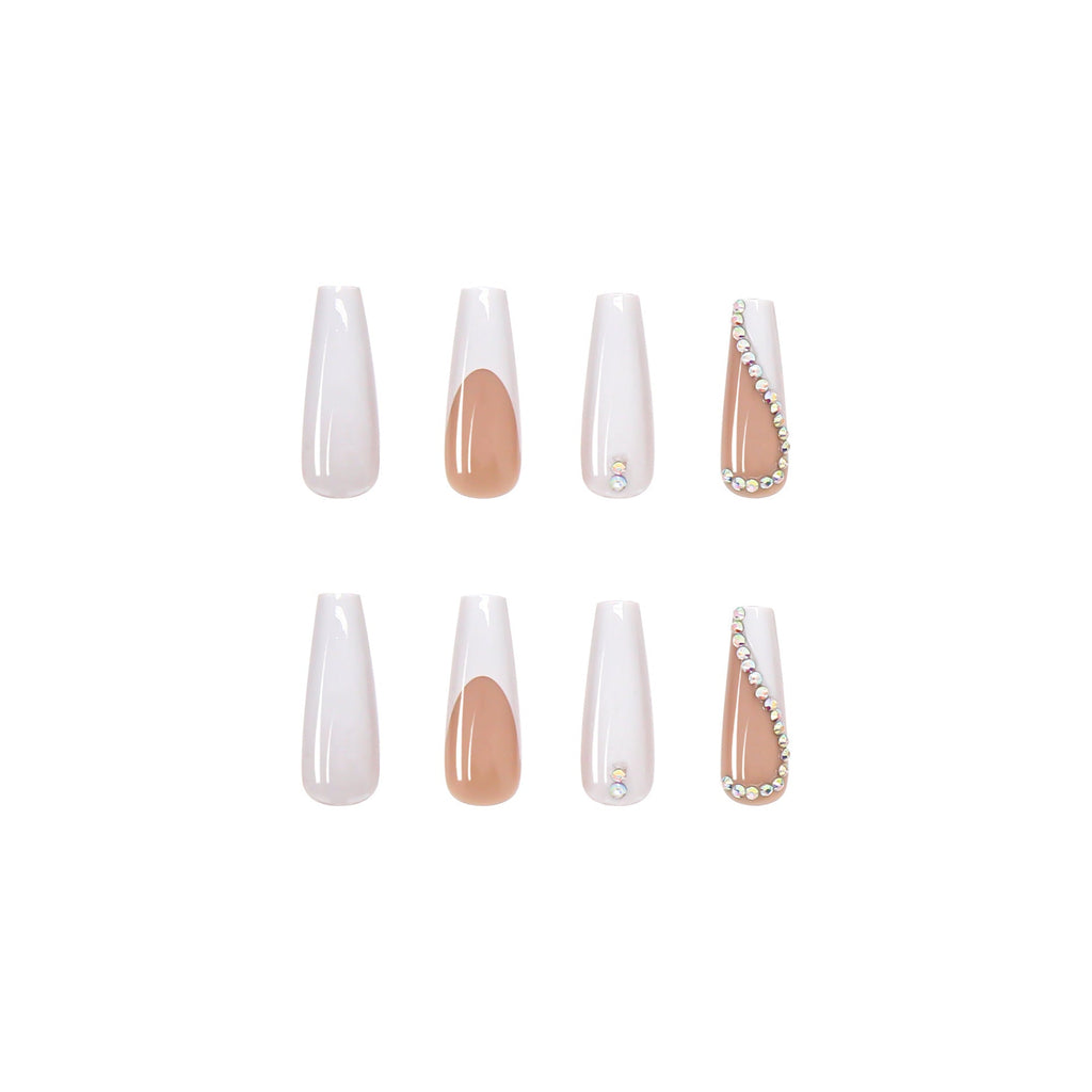 1Artificial Nail Set with Elegant Rhinestone Decorations Miroken
