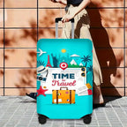 1Unisex nan elastic motive suitcase protection in retro travel poster design with zipper and anti-slip attachment for spinner trolleys Miroken