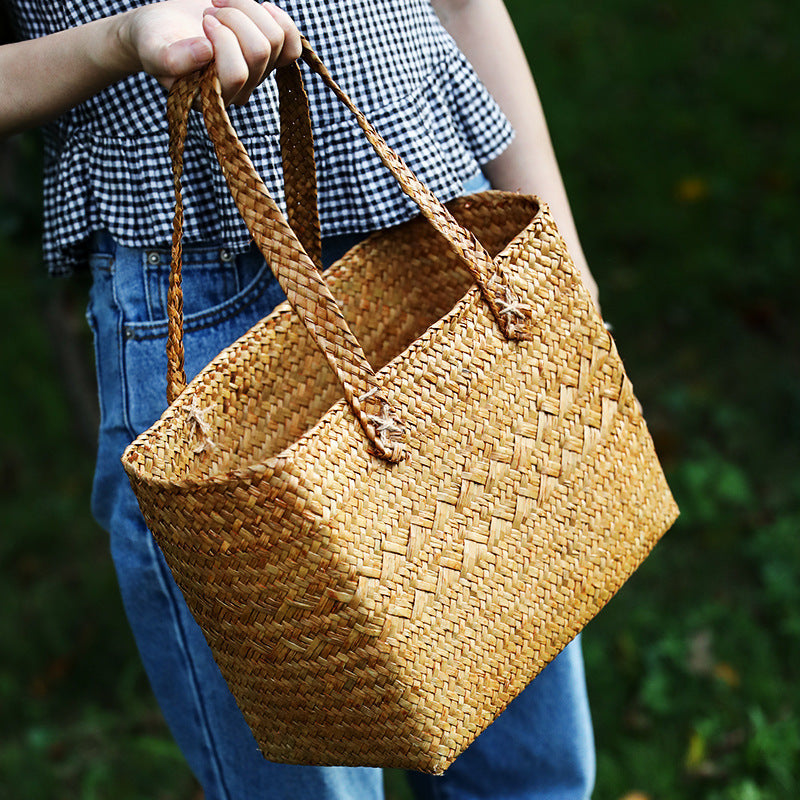 1Premium Handwoven Natural Storage Tote Miroken