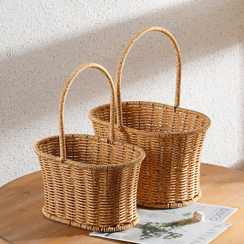 1Decorative Woven Storage Basket with Mushroom Emblem Miroken