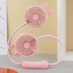 1Unisex portable double fan neck fan with flexible gooseneck and rechargeable battery Miroken