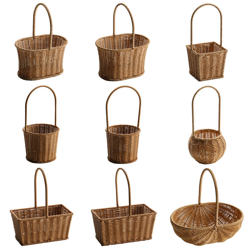 1Decorative Woven Storage Basket with Mushroom Emblem Miroken
