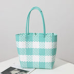 1Handmade basket bag in modern check pattern Miroken