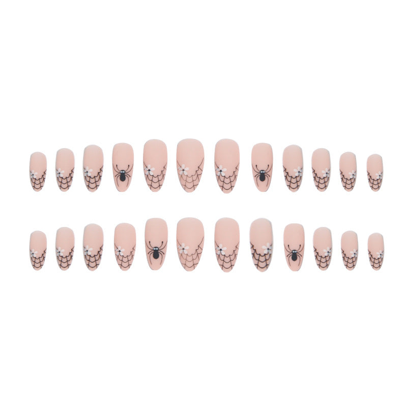 1Creative artificial nails with spider web design Miroken