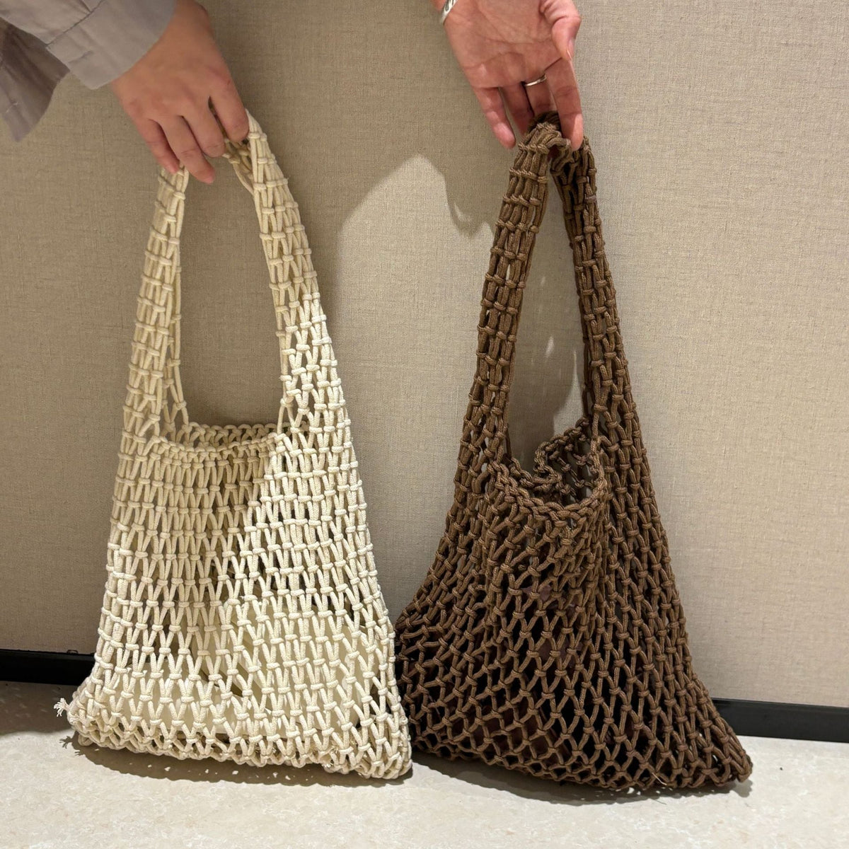 1Handcrafted mesh tote bag Miroken