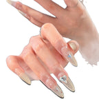 1Artistic Press-On Nail Design with Decorative Silver Accents Miroken