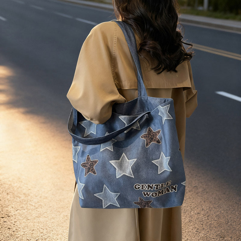 1Chic Denim Patchrk Tote Bag Miroken