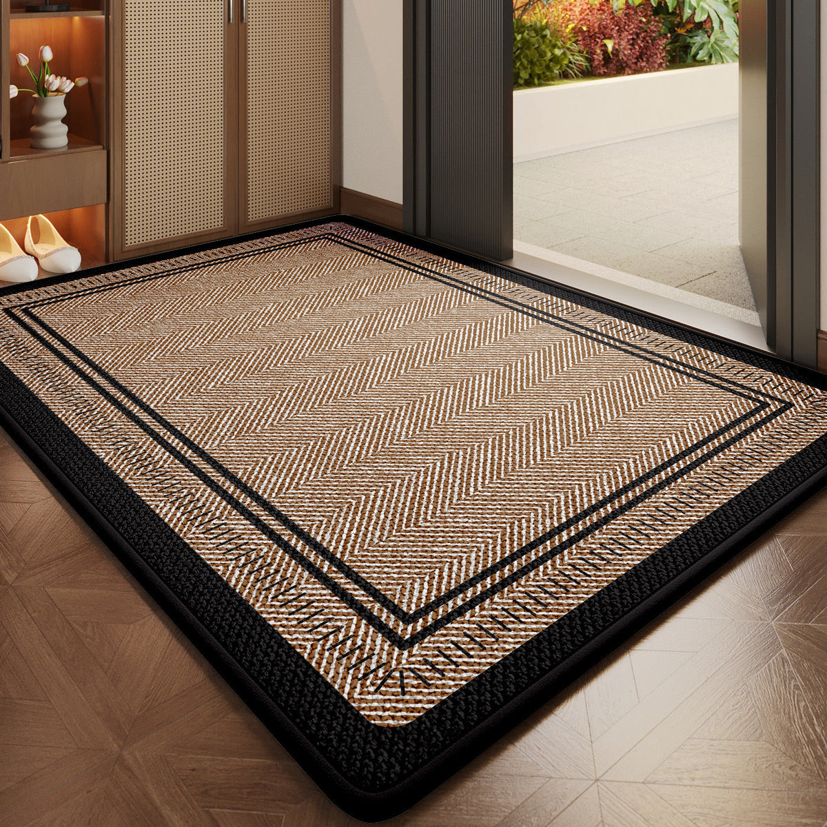 1Herringbone Patterned Indoor Entry Mat Miroken