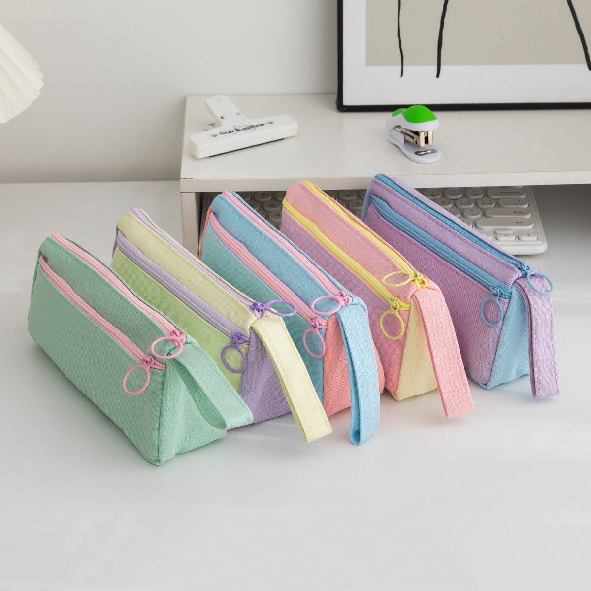 1Durable Double-Zippered Pencil Pouch Miroken
