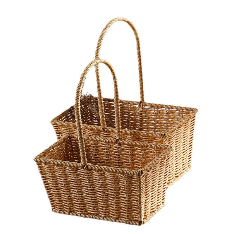 1Decorative Woven Storage Basket with Mushroom Emblem Miroken