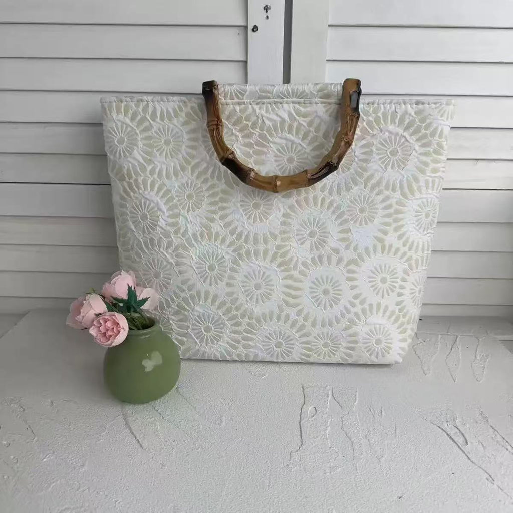 1Exclusive and handcrafted beach bag with bamboo handles Miroken
