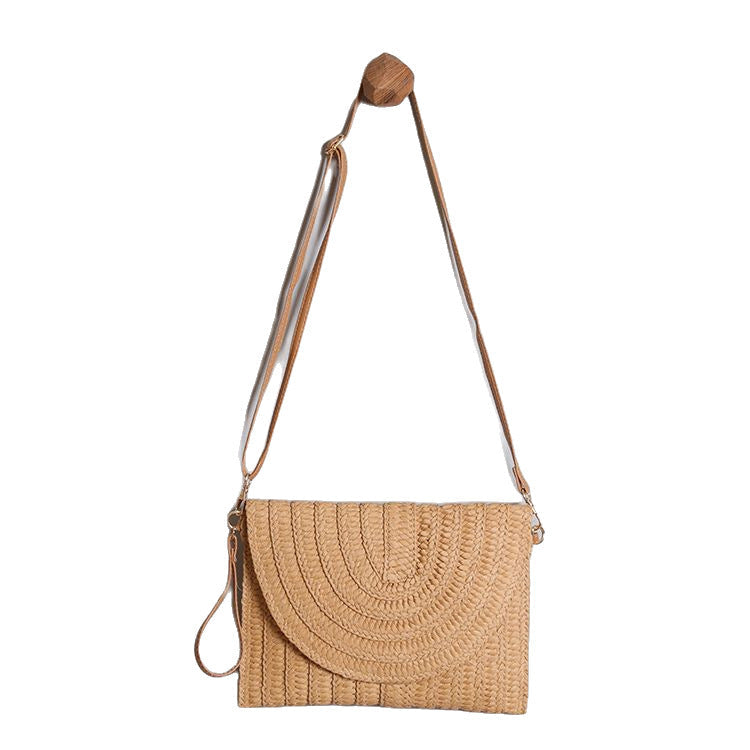 1Handbag Made of High-Quality Woven Straw with Elegant Flap Closure Miroken