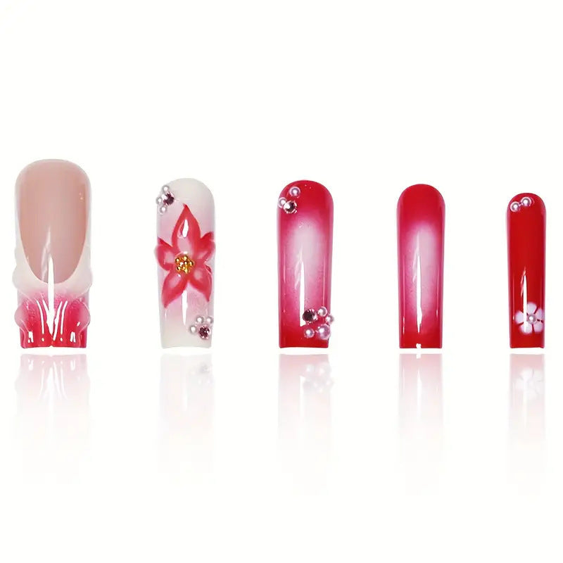 1Floral Nail Art Extensions Miroken