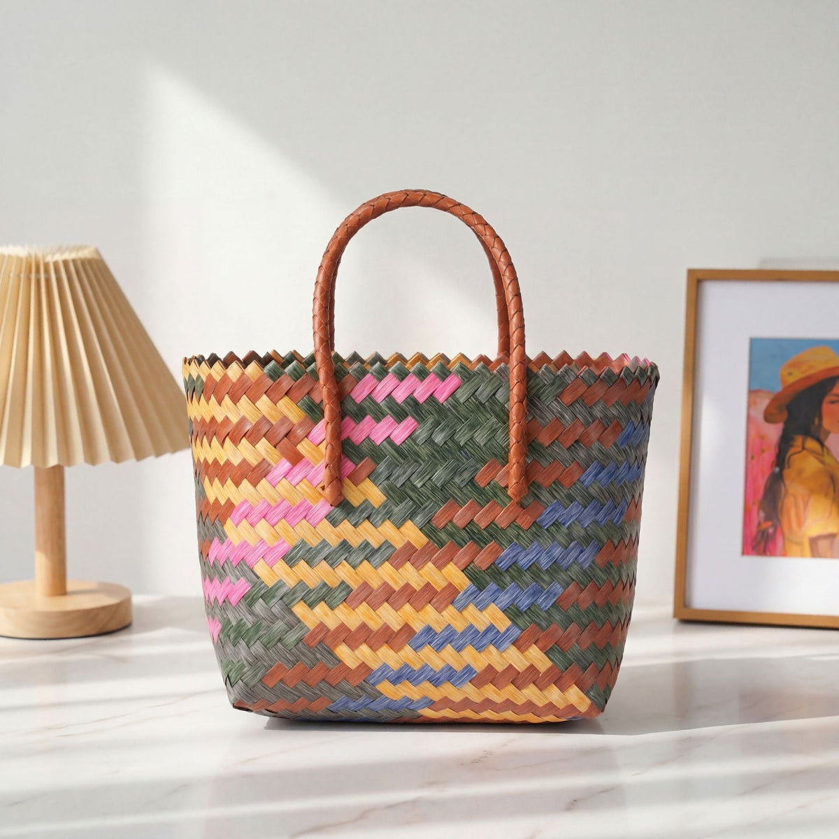 1Handy basket bag with colorful design Miroken