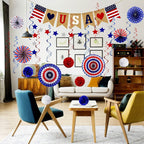 1Unisex multi-piece party decoration set with paper fans pom poms bunting garland Miroken