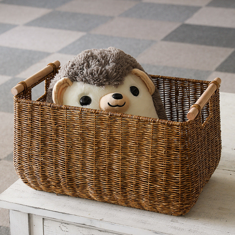 1Large Handwoven Storage Basket with Ergonomic Handles