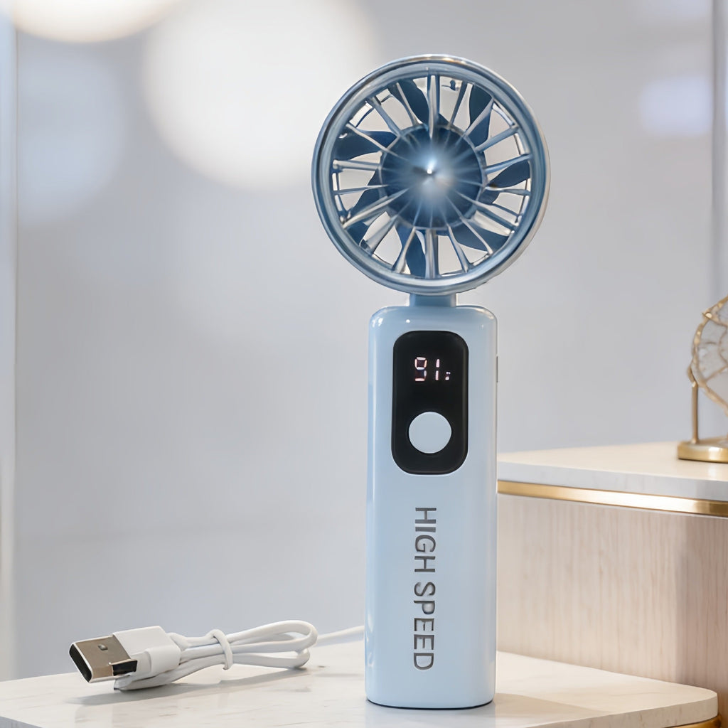 1Portable handheld fan with LED display and USB charging function Miroken