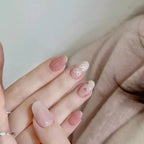 1Artistic Press-On Nail Set with Floral and Glossy Accents Miroken