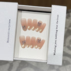 1Elegant artificial nails with glitter and floral design Miroken