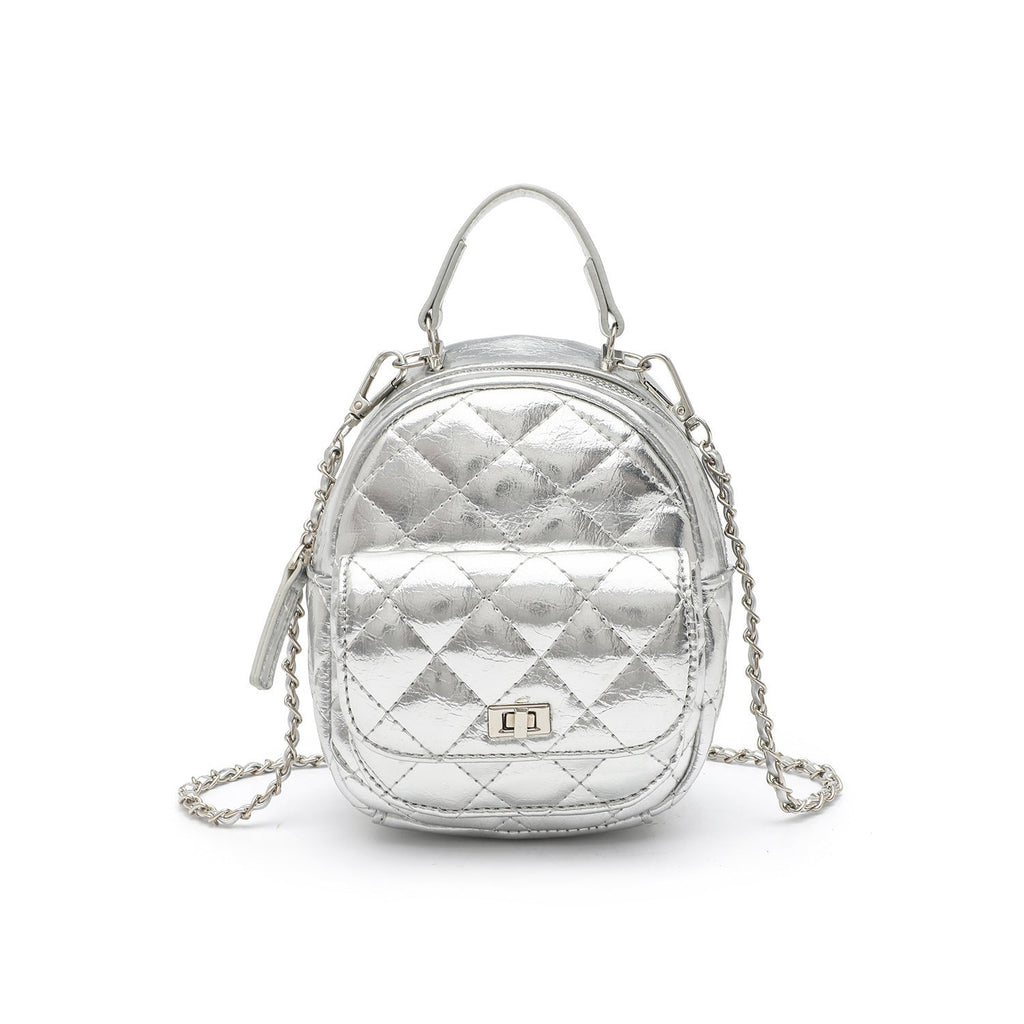 1Quilted Metallic Mini Backpack Miroken