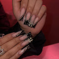 1Glamorous artificial nails with elegant design with rhinestones and 3D decorations Miroken