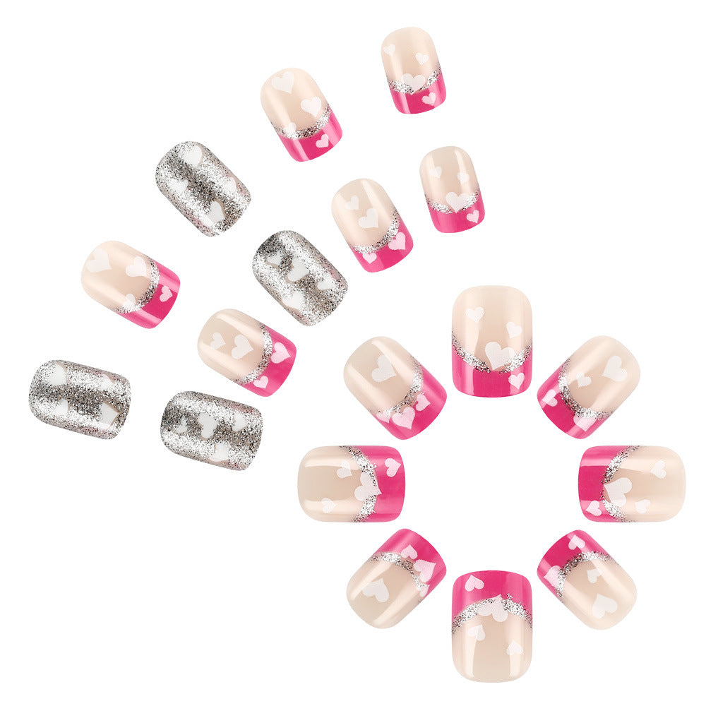 1Heart-Embellished Gel Nail Set Miroken