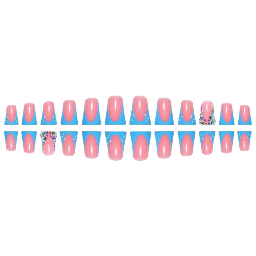 1Decorative Press-On Nail Art Extensions with Rhinestone Accents Miroken