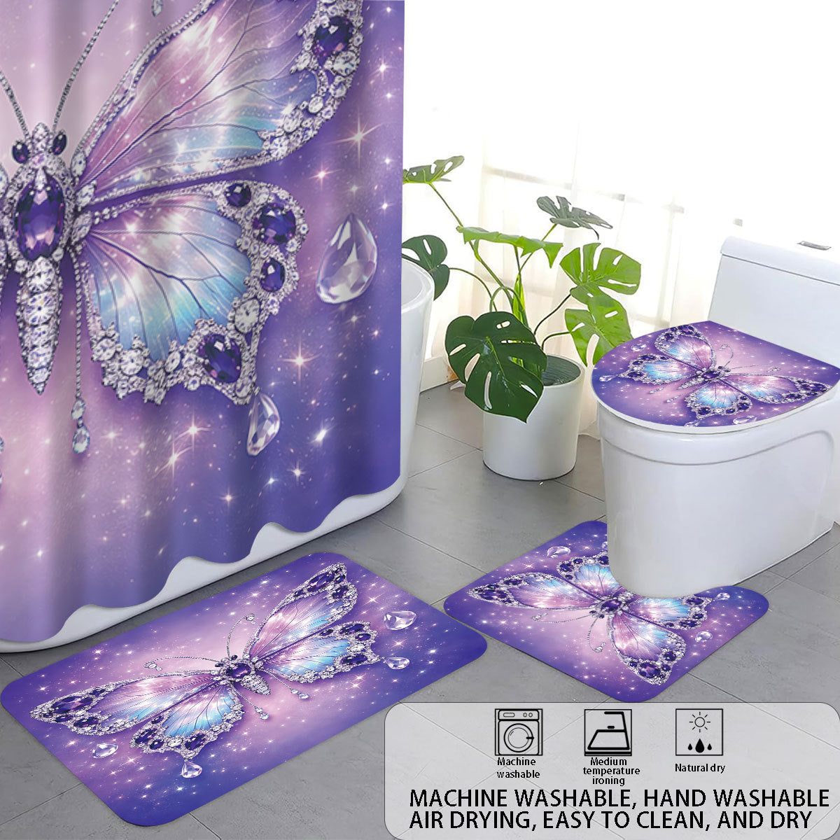 1Bunny-Themed Digital Bathroom Decor Set Miroken