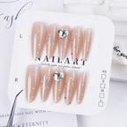 1Artistic Press-On Nail Design with Decorative Silver Accents Miroken