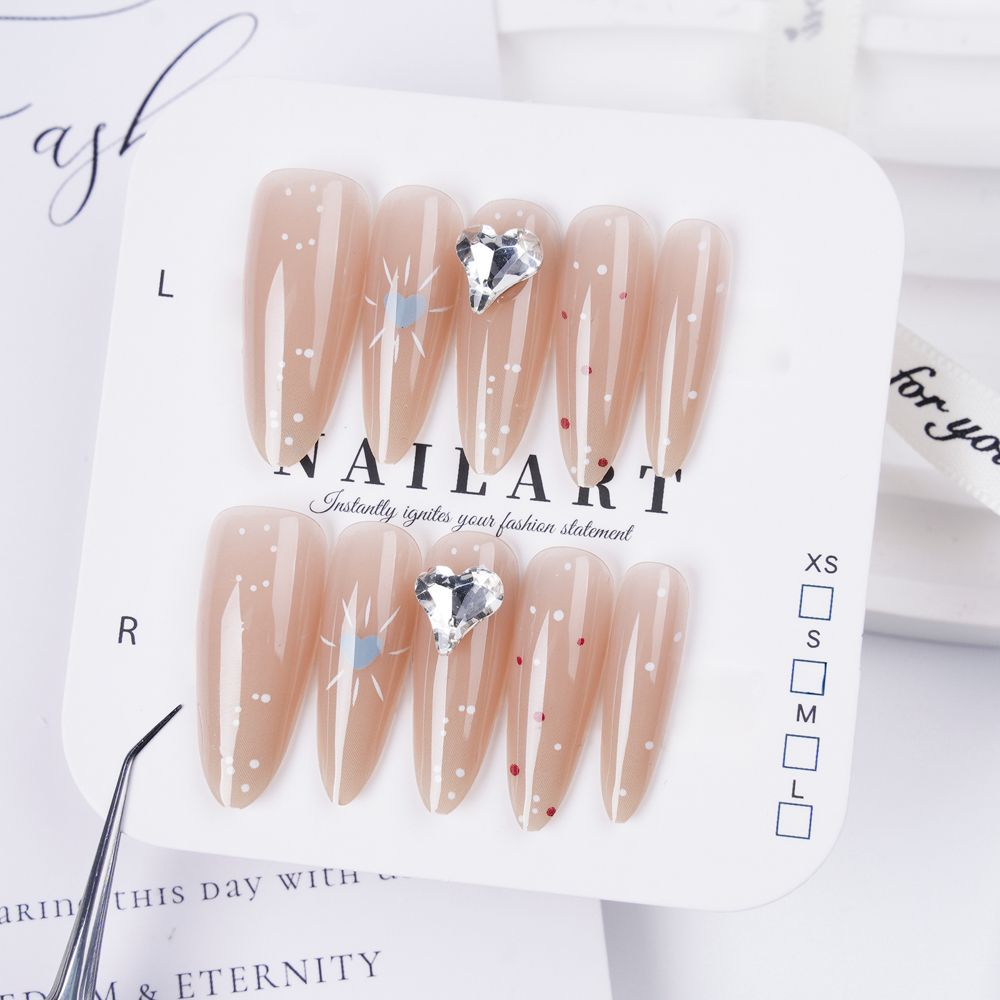 1Artistic Press-On Nail Design with Decorative Silver Accents Miroken