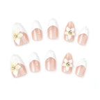1Premium Decorative Press-On Nail Set with Floral Accents Miroken