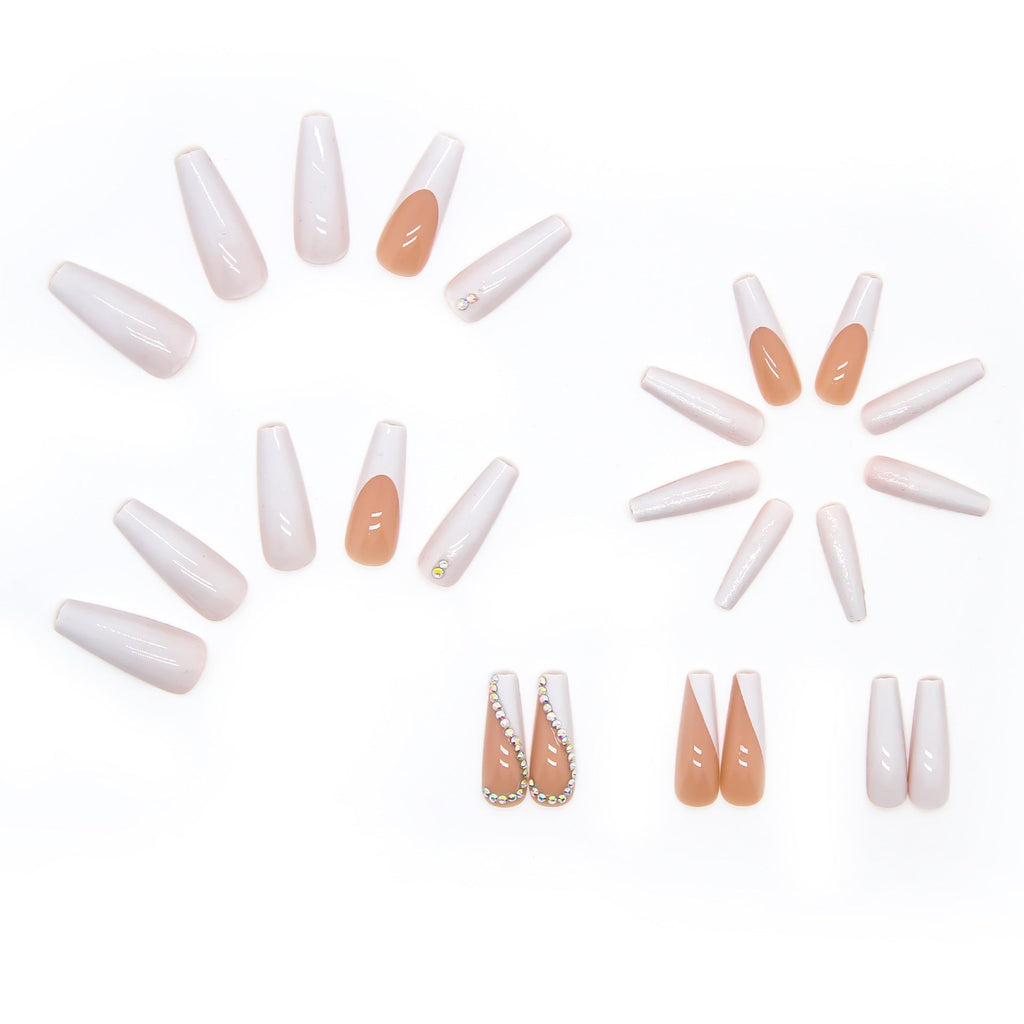 1Artificial Nail Set with Elegant Rhinestone Decorations Miroken