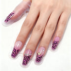 1Artificial nails with leopard pattern and rhinestone details Miroken