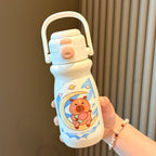 1Leak-proof stainless steel water bottle with cute capybara design Miroken