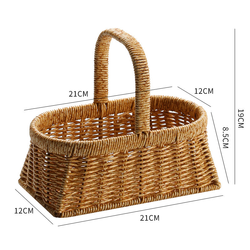 1Decorative Woven Storage Basket with Mushroom Emblem Miroken