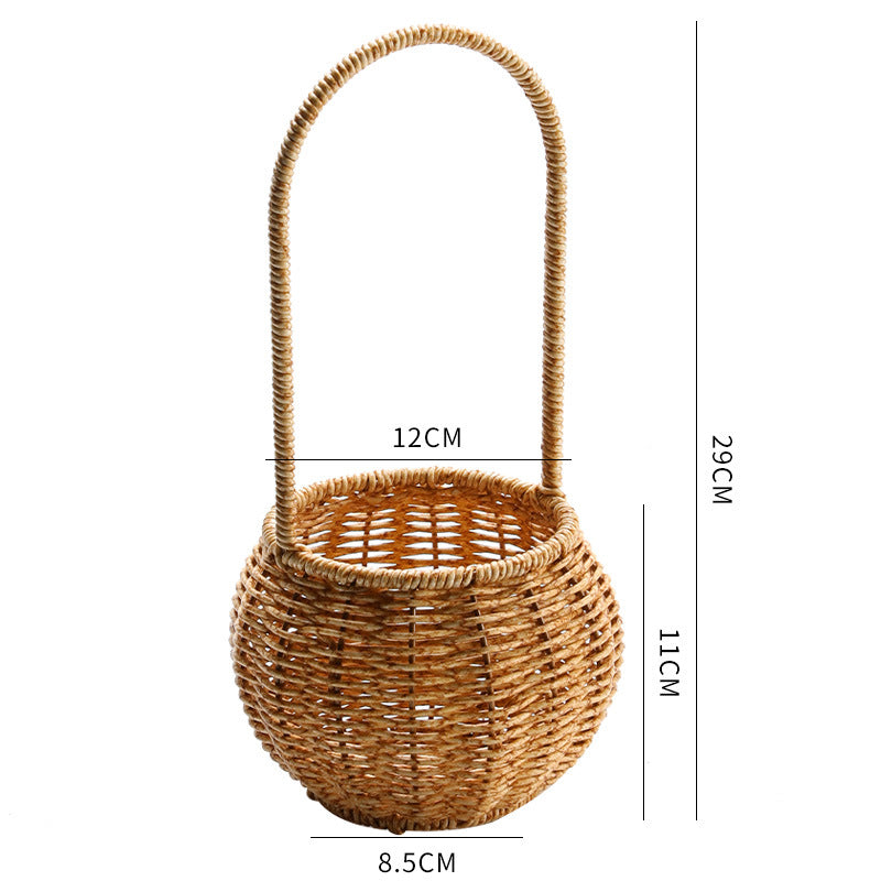 1Decorative Woven Storage Basket with Mushroom Emblem Miroken