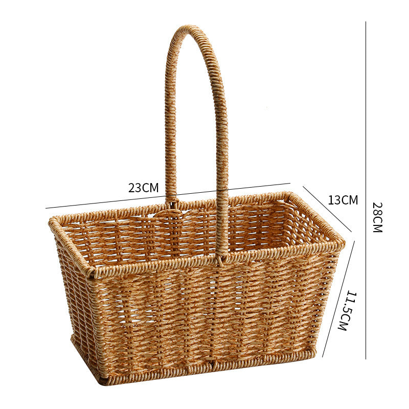 1Decorative Woven Storage Basket with Mushroom Emblem Miroken